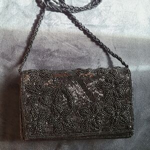 Vintage Beaded Crossbody bag - black